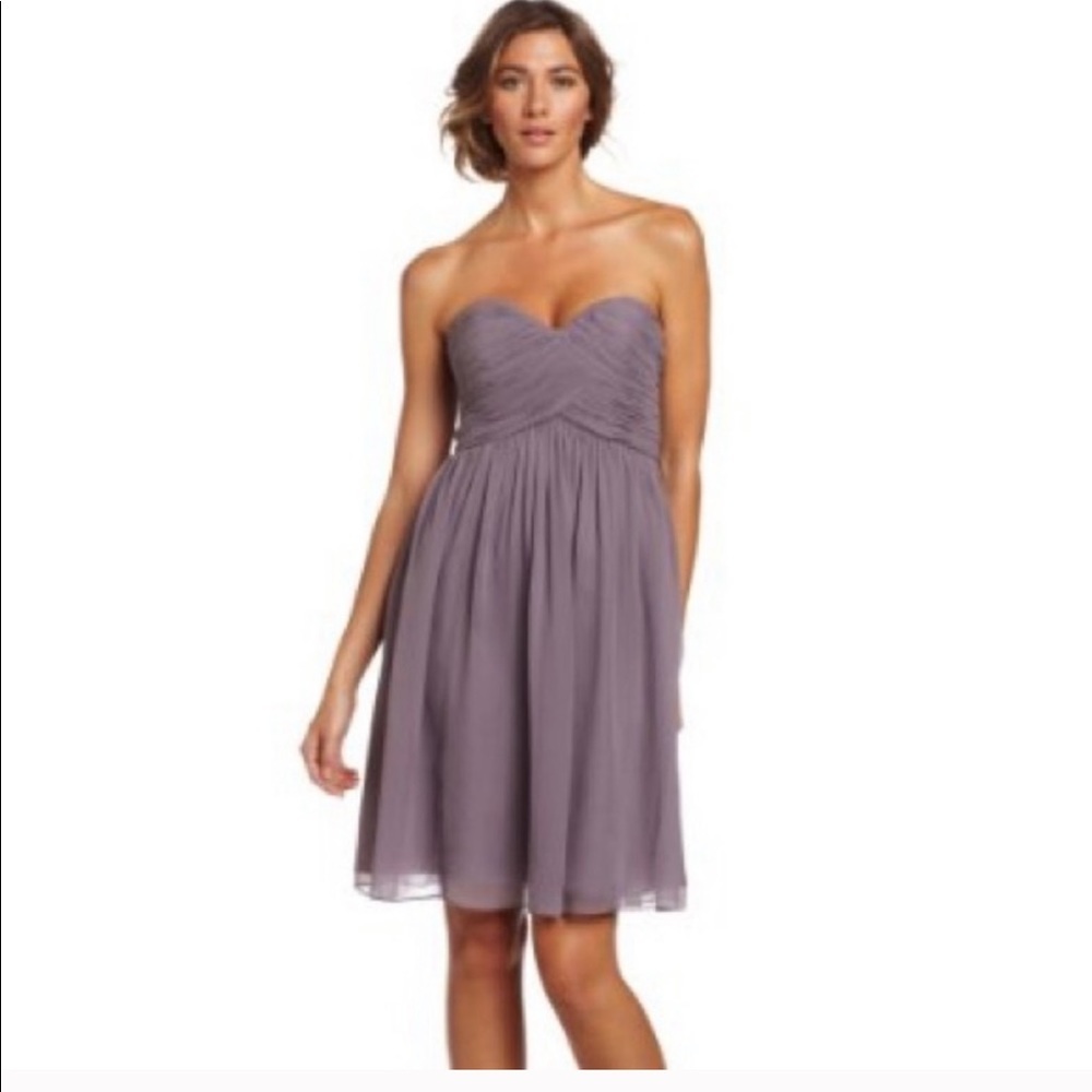 Donna Morgan Silk Ruffle Tiered Strapless Cocktail Dress 6